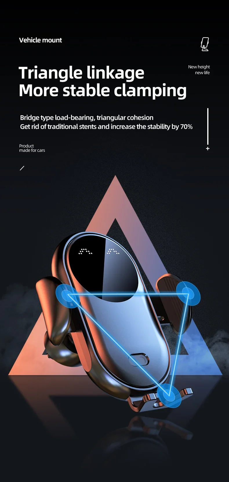 30W Infrared Induction Car Wireless Charger – Auto-Clamping Stand for iPhone 11–14 Pro Max & Samsung Galaxy S20/S21 Plus