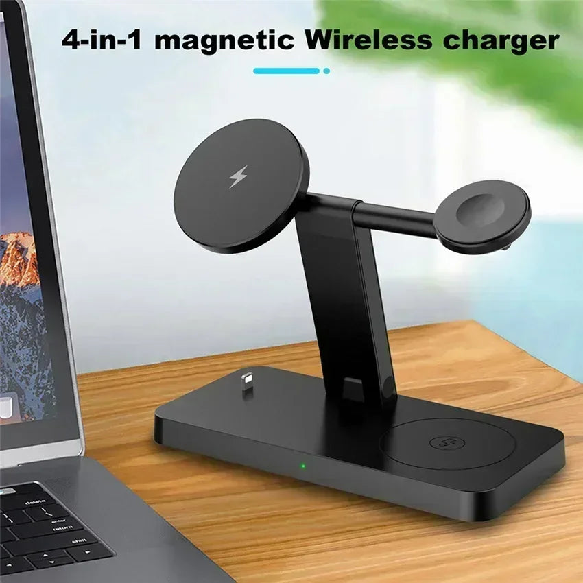 30W 3-in-1 Magnetic Wireless Charger Stand – Fast Charging Dock for iPhone 16–13, Apple Watch 8/7,