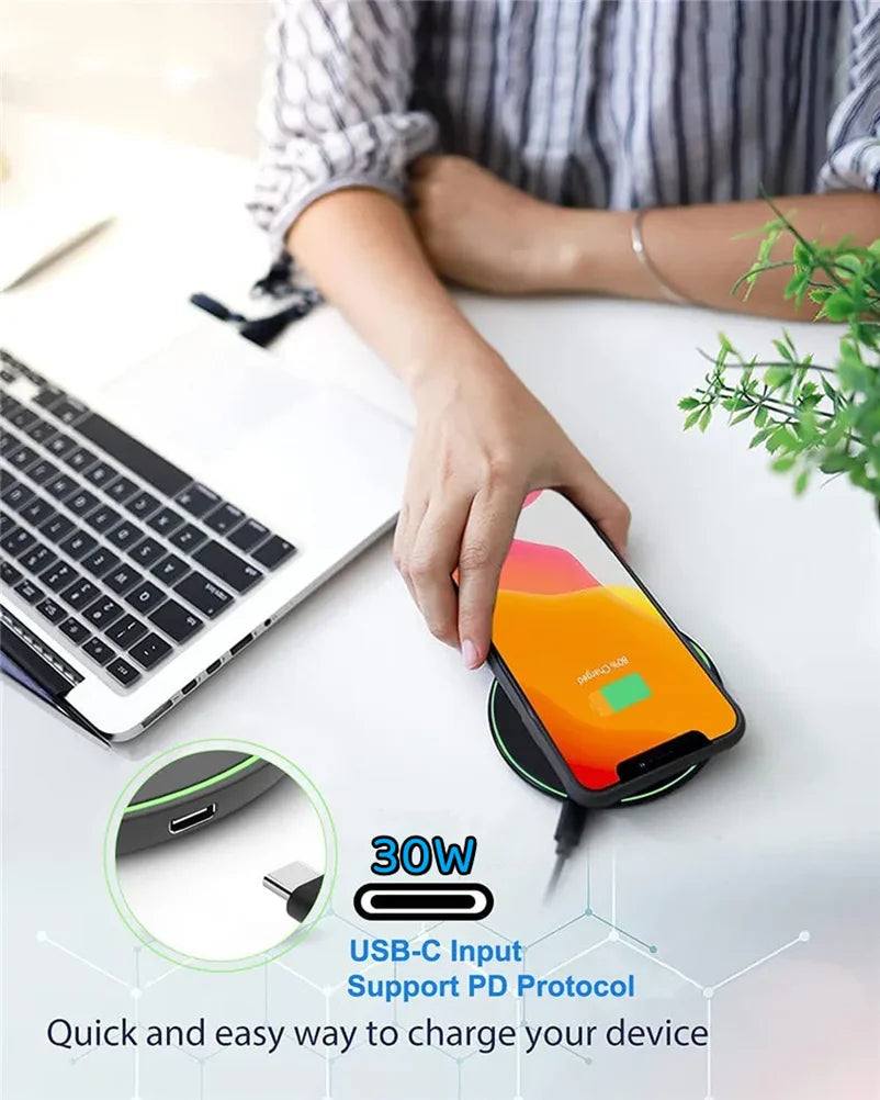 30W Wireless Charger Pad – Fast Charging Dock