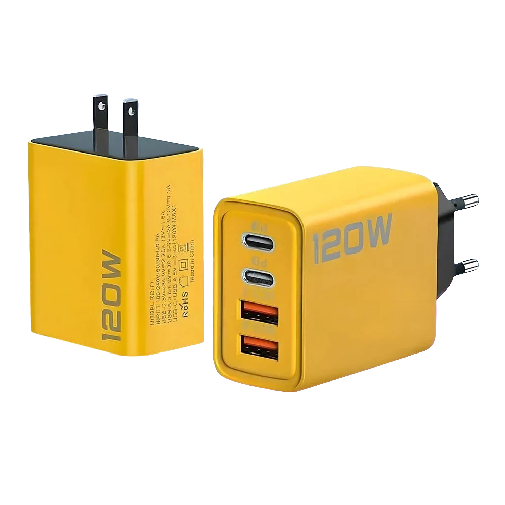 120W 4-Port USB-C PD Fast Charger – Quick Charge 3.0 Adapter for iPhone, Samsung, Xiaomi & More