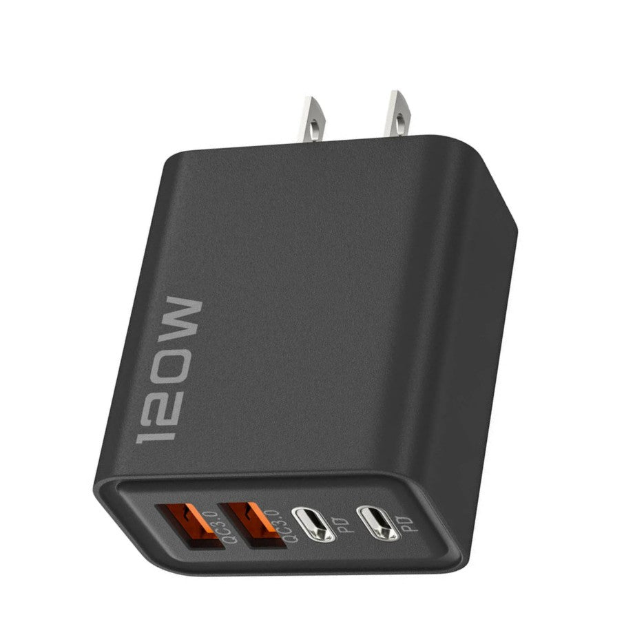 120W 4-Port USB-C PD Fast Charger – Quick Charge 3.0 Adapter for iPhone, Samsung, Xiaomi & More