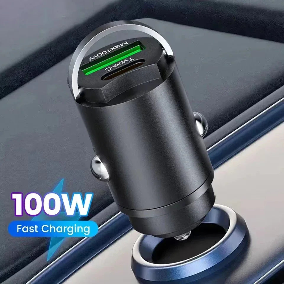 100W USB Car Charger – PD Type-C Fast Charging Adapter for iPhone 15, Samsung S24, Xiaomi & More