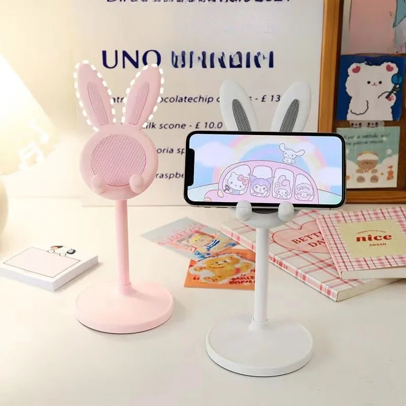 Cute Rabbit Adjustable Phone Stand – Liftable Desktop Holder & Phone Grip Accessory