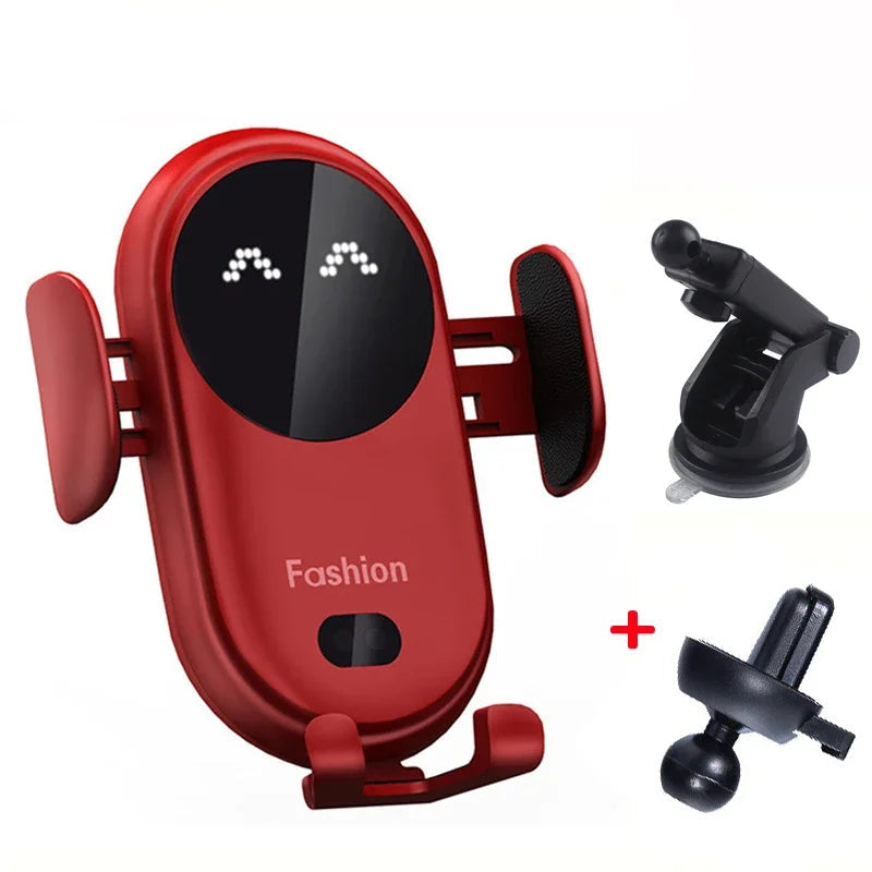 30W Infrared Induction Car Wireless Charger – Auto-Clamping Stand for iPhone 11–14 Pro Max & Samsung Galaxy S20/S21 Plus