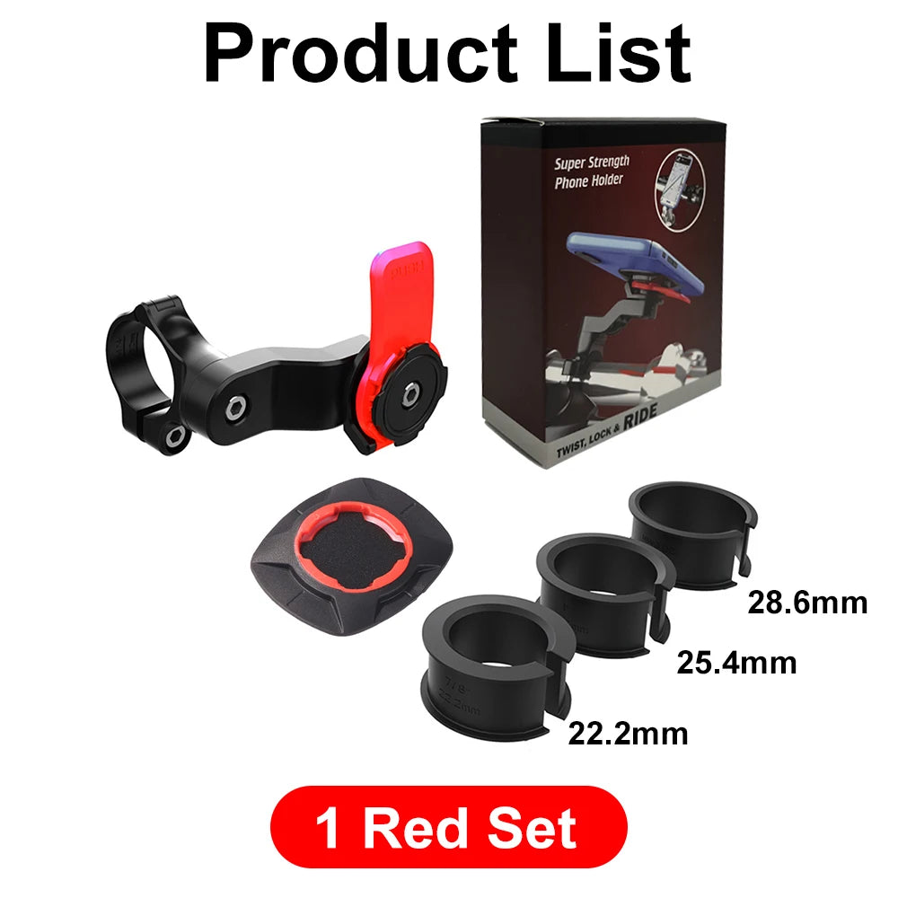 Motorcycle Phone Holder – Quad Lock Style with Shock Absorber & Vibration Damper for MTB & Road Bikes