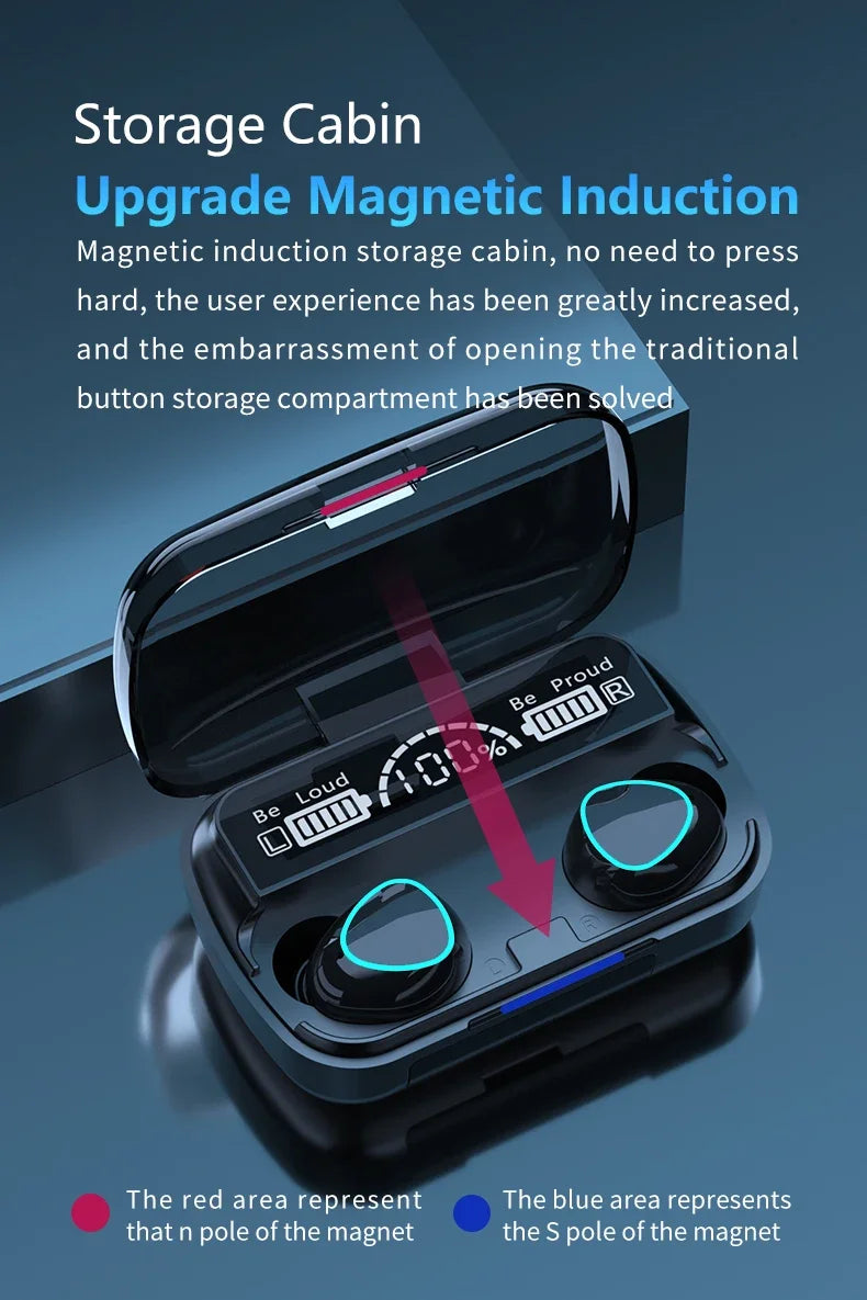M10 TWS Bluetooth Earbuds – 9D Stereo Wireless Headphones with 3500mAh Charging Case & Mic, Waterproof Sports Design