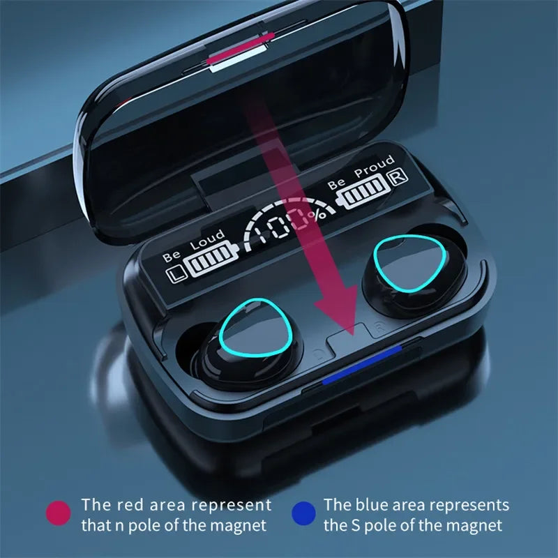 M10 TWS Bluetooth Earbuds – 9D Stereo Wireless Headphones with 3500mAh Charging Case & Mic, Waterproof Sports Design