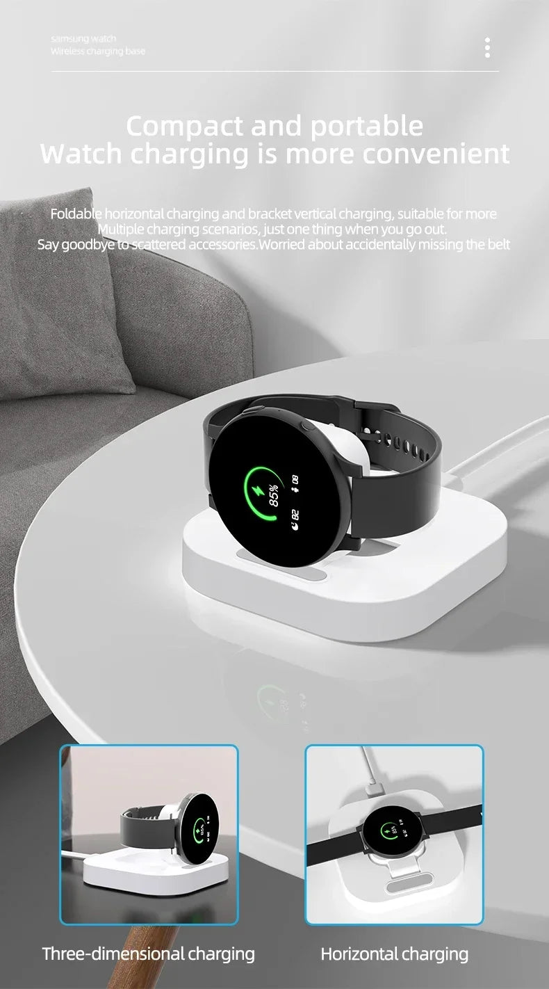 Wireless Charger Stand for Samsung Galaxy Watch 6/5/4/3 Pro – Type-C Fast Charging Dock (45mm/44mm/40mm/Classic/Active 2)