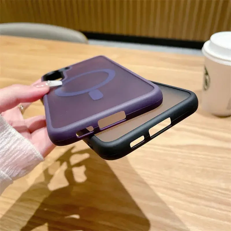 Luxury Matte Translucent Magnetic Case for Samsung Galaxy S25/S24 Ultra, S23/S22 Plus, S20/S21 FE – MagSafe Compatible