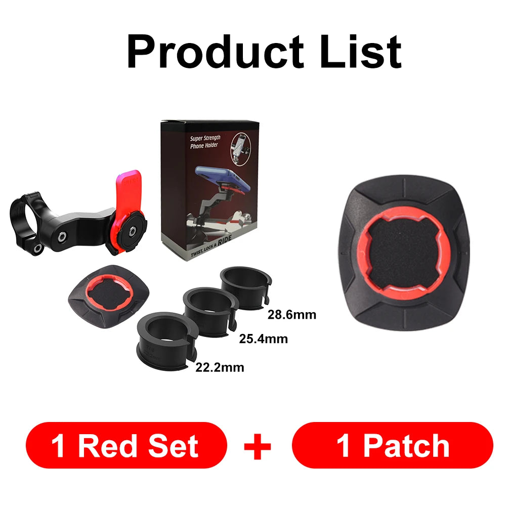 Motorcycle Phone Holder – Quad Lock Style with Shock Absorber & Vibration Damper for MTB & Road Bikes