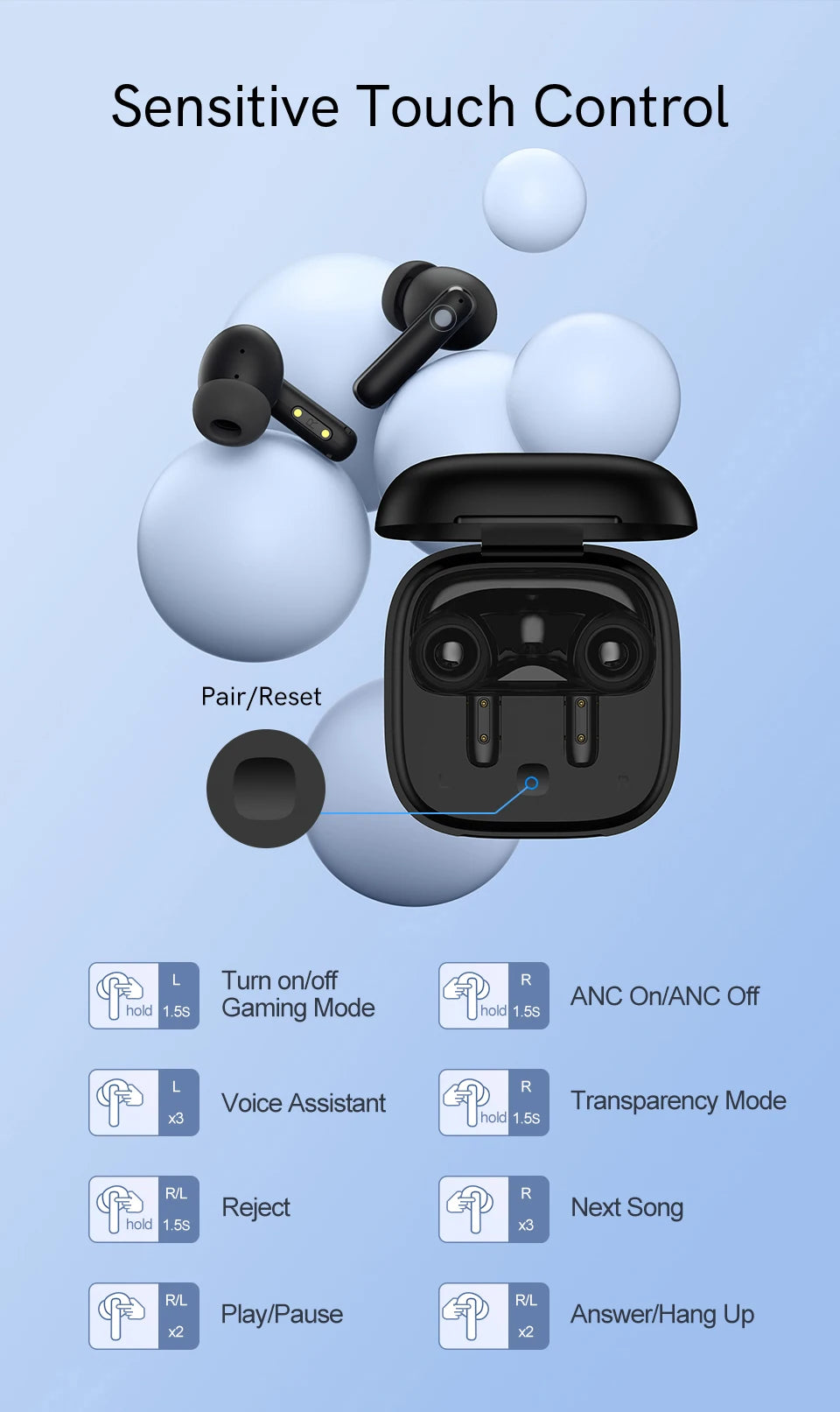 QCY T13 ANC Earbuds – Bluetooth 5.3, Fast Charge & Noise Cancellation
