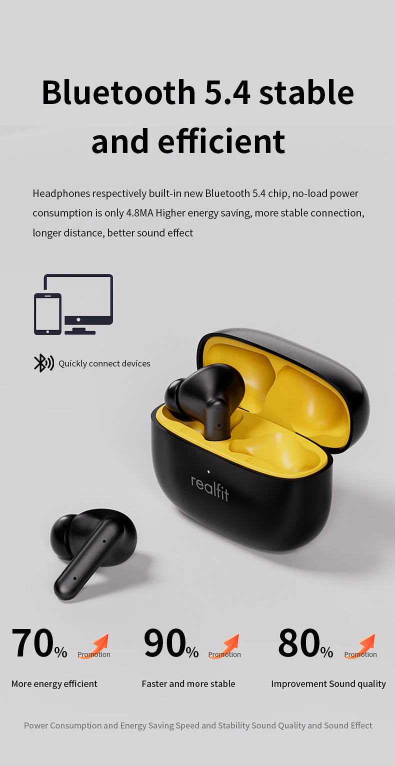 Realfit F3 ANC Bluetooth Earphones – Active Noise Cancellation, ENC Calls, HiFi Stereo, Superb Bass Wireless Earbuds for Sports & Gaming