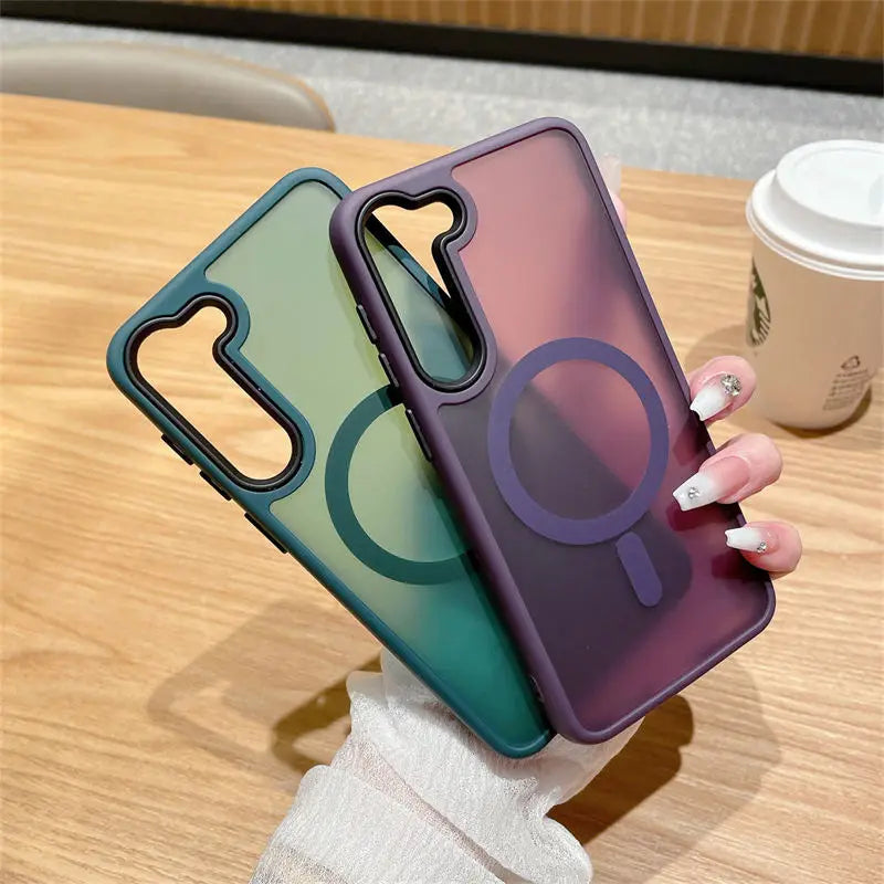 Luxury Matte Translucent Magnetic Case for Samsung Galaxy S25/S24 Ultra, S23/S22 Plus, S20/S21 FE – MagSafe Compatible