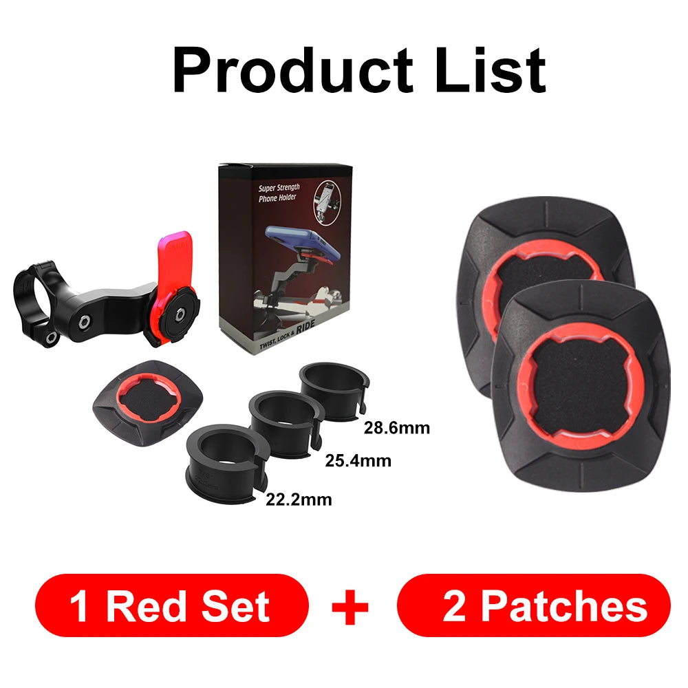 Motorcycle Phone Holder – Quad Lock Style with Shock Absorber & Vibration Damper for MTB & Road Bikes