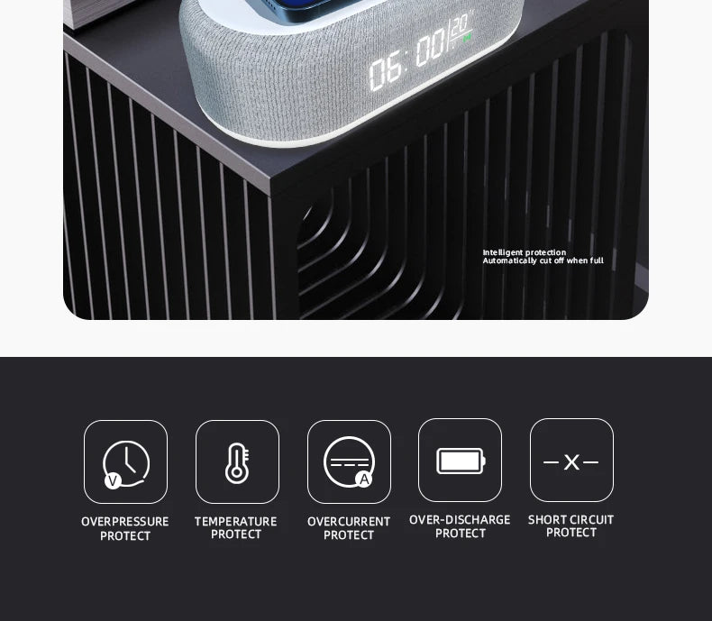 15W Wireless Charging Alarm Clock