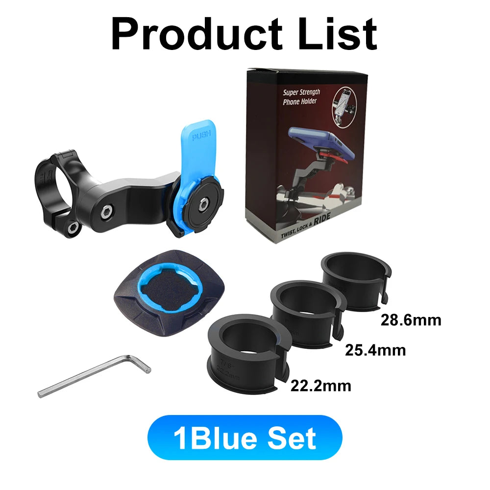 Motorcycle Phone Holder – Quad Lock Style with Shock Absorber & Vibration Damper for MTB & Road Bikes
