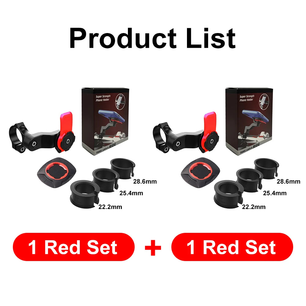 Motorcycle Phone Holder – Quad Lock Style with Shock Absorber & Vibration Damper for MTB & Road Bikes