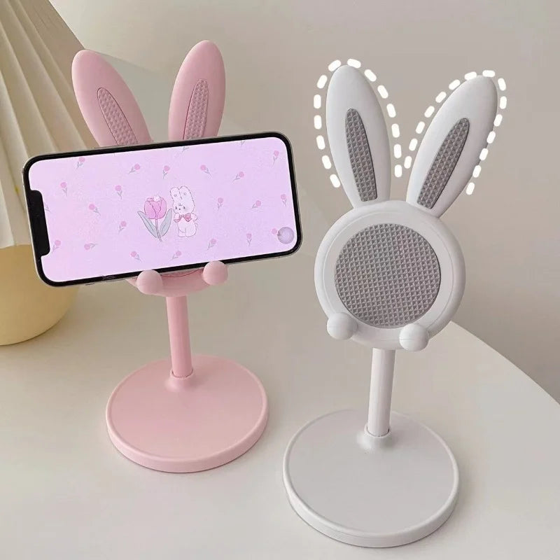 Cute Rabbit Adjustable Phone Stand – Liftable Desktop Holder & Phone Grip Accessory
