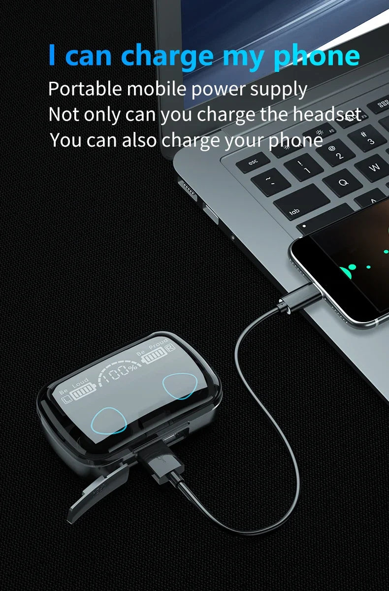 M10 TWS Bluetooth Earbuds – 9D Stereo Wireless Headphones with 3500mAh Charging Case & Mic, Waterproof Sports Design