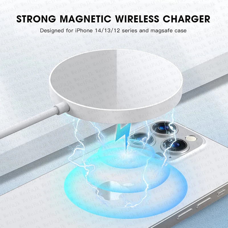 MagSafe Wireless Charger for iPhone 16/15/14/13/12/11/X/XS/XR/Plus – Fast Charging Pad with USB-C to Lightning Cable