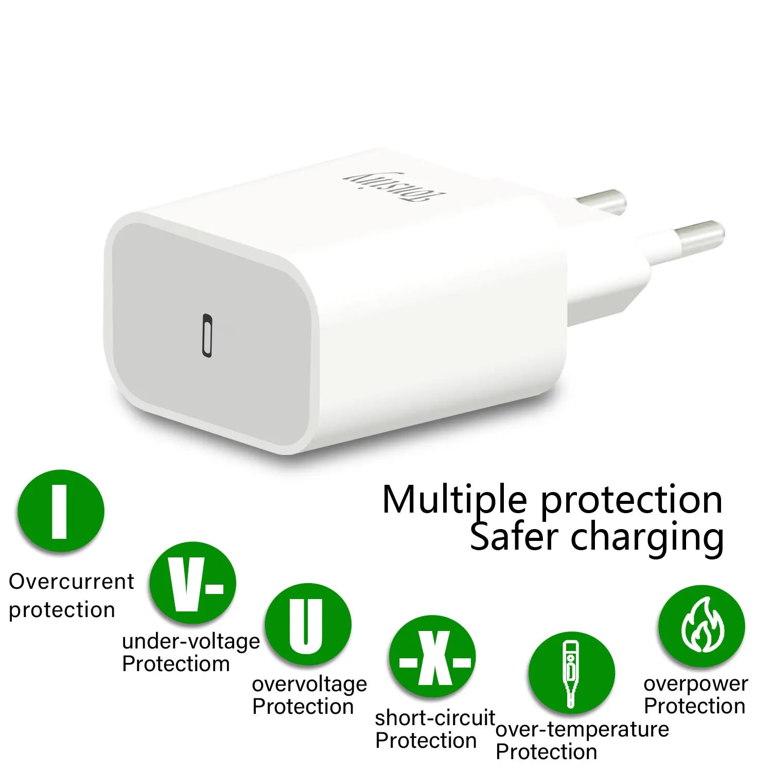 PD 20W Fast Charger with Type-C Cable – Compatible with iPhone 14/13/12/11 Pro Max, XR, 8, 7, 6 Plus