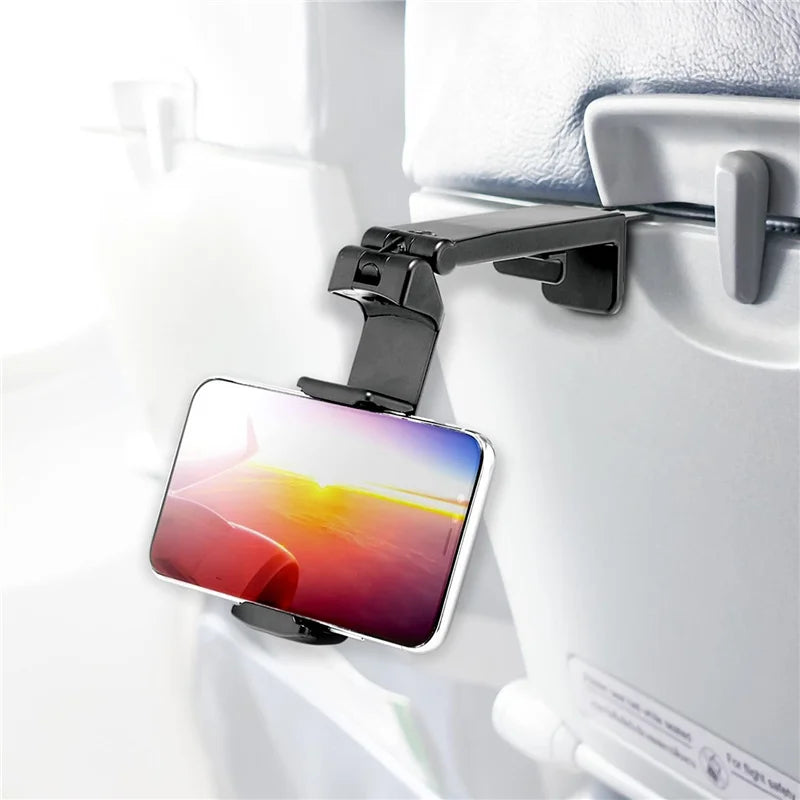Airplane Phone Holder Stand – Foldable Travel Mount for Desk, Seatback, Train & Selfie Support