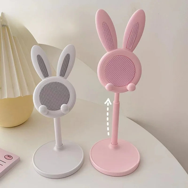 Cute Rabbit Adjustable Phone Stand – Liftable Desktop Holder & Phone Grip Accessory