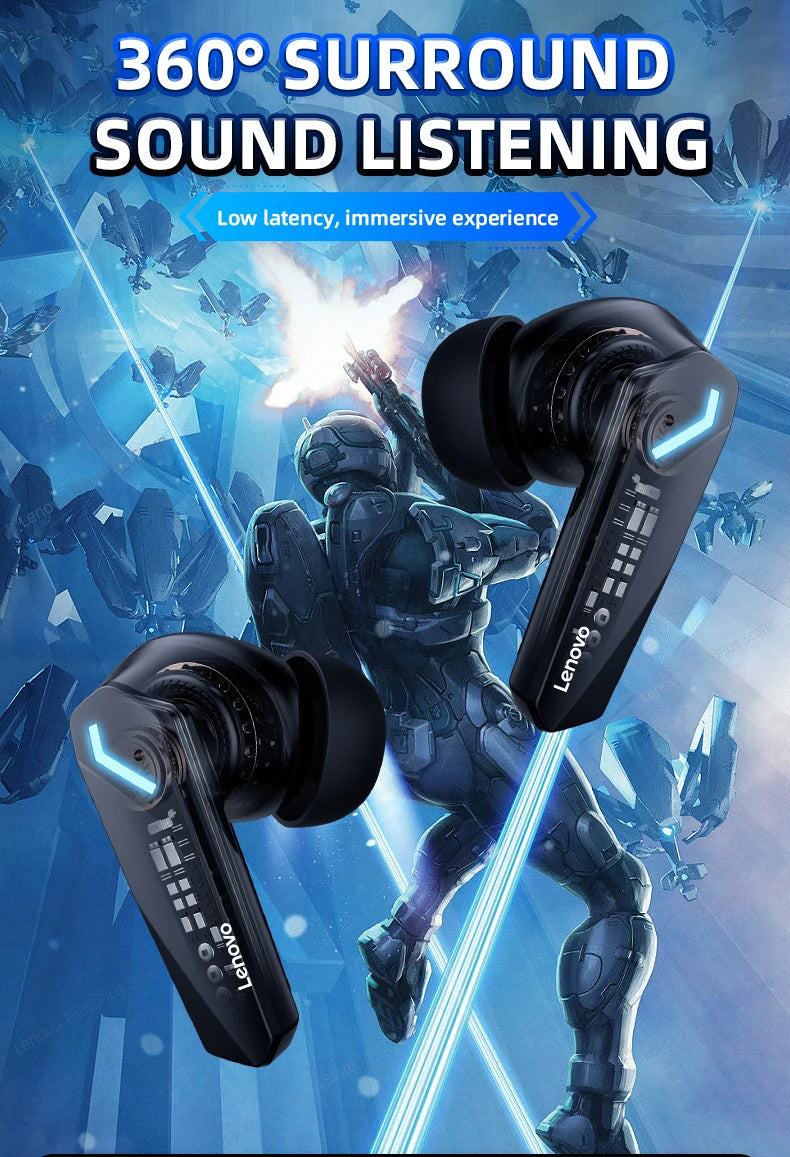 Lenovo GM2 Pro Bluetooth 5.3 Gaming Earphones – Dual Mode Wireless Headset with Mic, HD Call & Noise Reduction for iPhone 2024