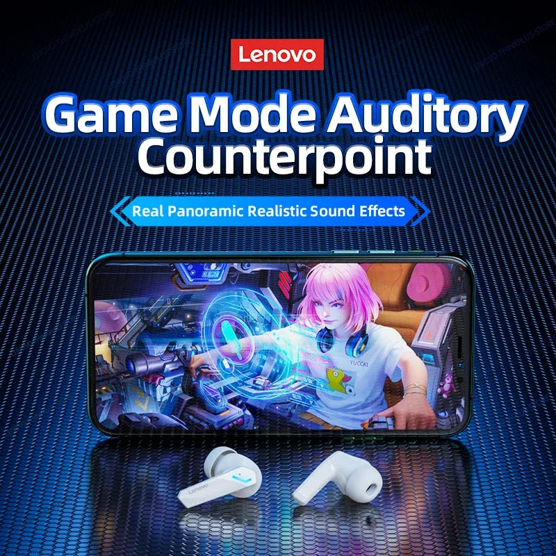 Lenovo GM2 Pro Bluetooth 5.3 Gaming Earphones – Dual Mode Wireless Headset with Mic, HD Call & Noise Reduction for iPhone 2024