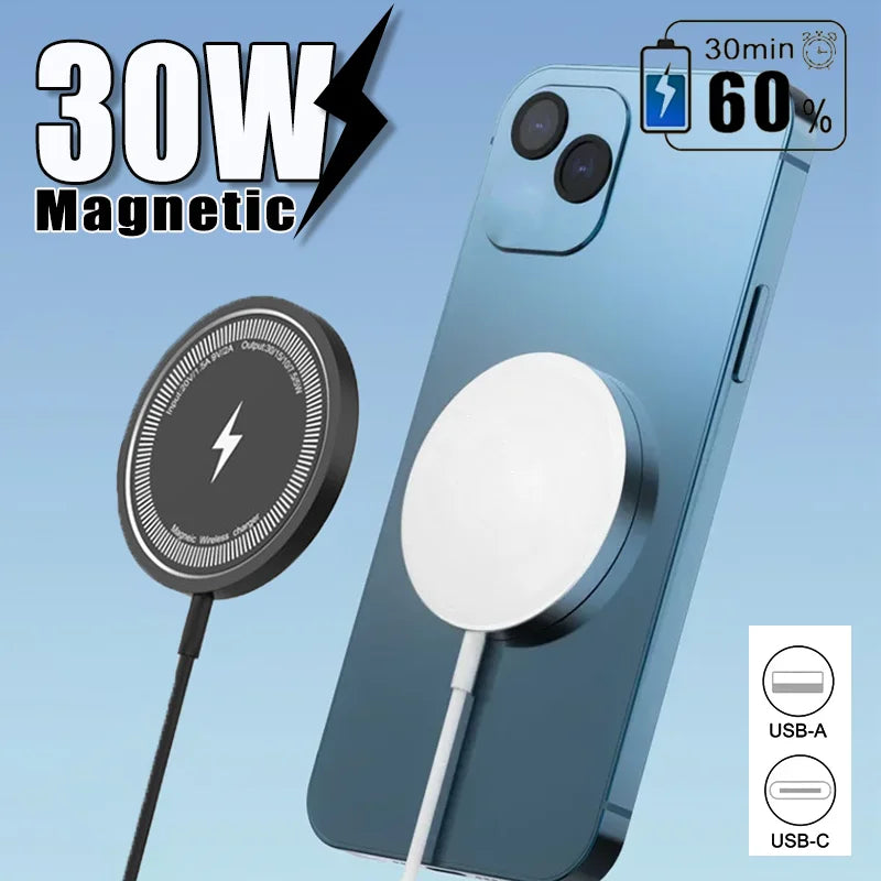 Magnetic Wireless Charger Stand – Fast Charging Pad for iPhone 16–12 Pro Max & AirPods with USB-A/PD Dock Station