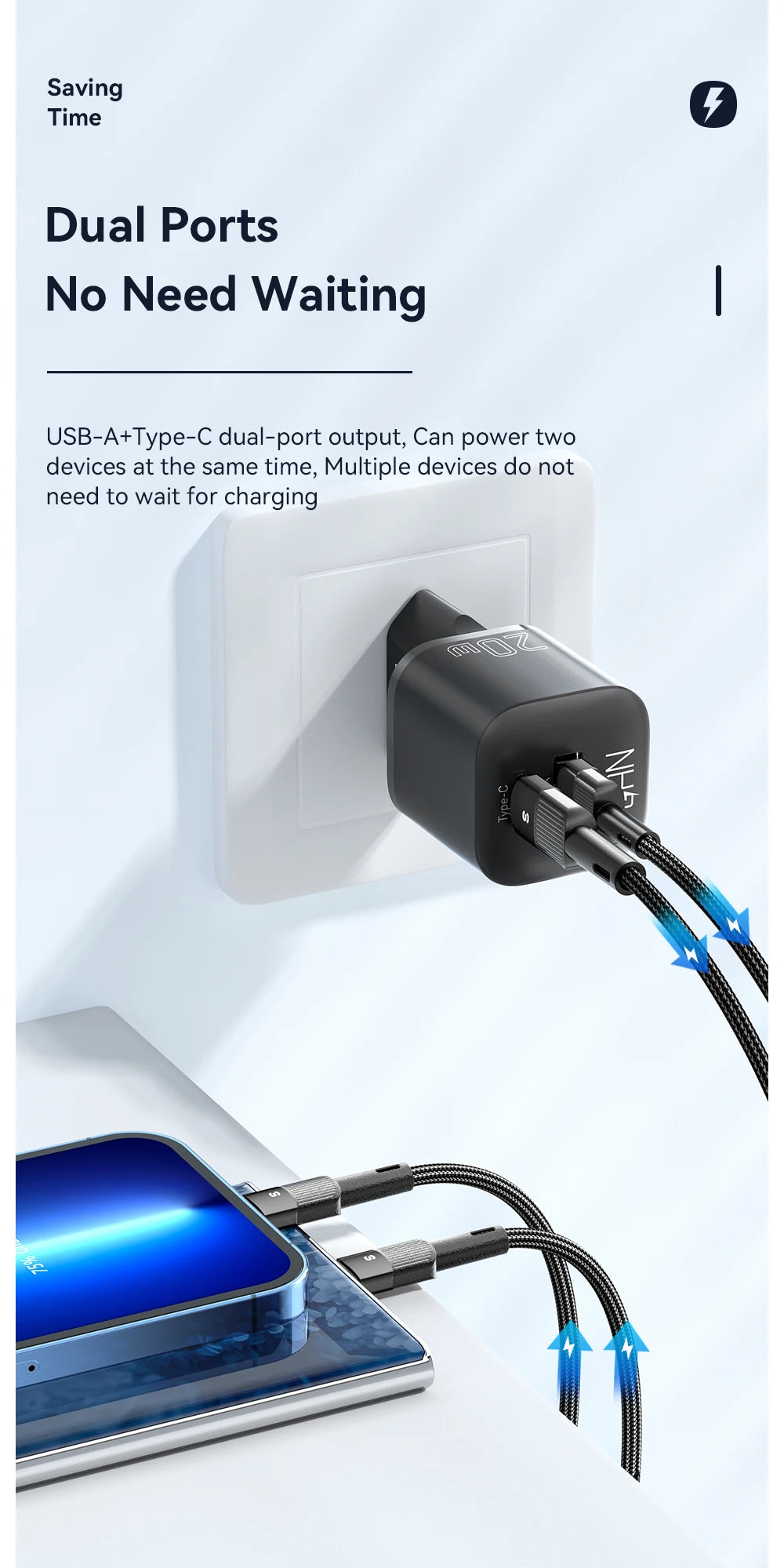 Essager 20W GaN USB-C Charger – PD & QC 3.0 Fast Charging Adapter for iPhone 14/13/12/11 Pro Max, iPad & More