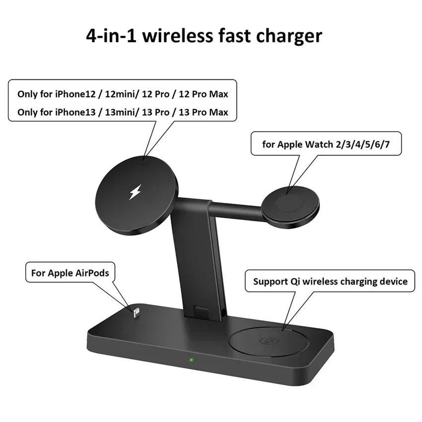 30W 3-in-1 Magnetic Wireless Charger Stand – Fast Charging Dock for iPhone 16–13, Apple Watch 8/7,
