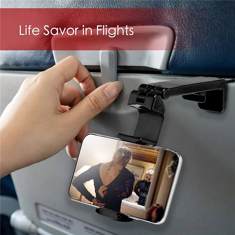 Airplane Phone Holder Stand – Foldable Travel Mount for Desk, Seatback, Train & Selfie Support