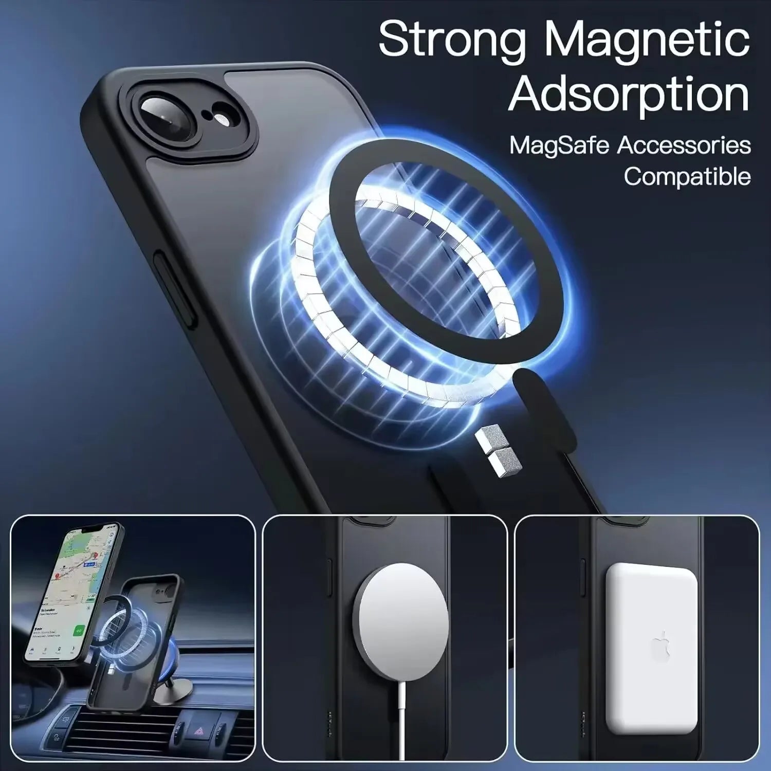 Luxury Matte Clear MagSafe Case for iPhone Air/17/17 Pro/17 Pro Max – Strap & Camera Protection