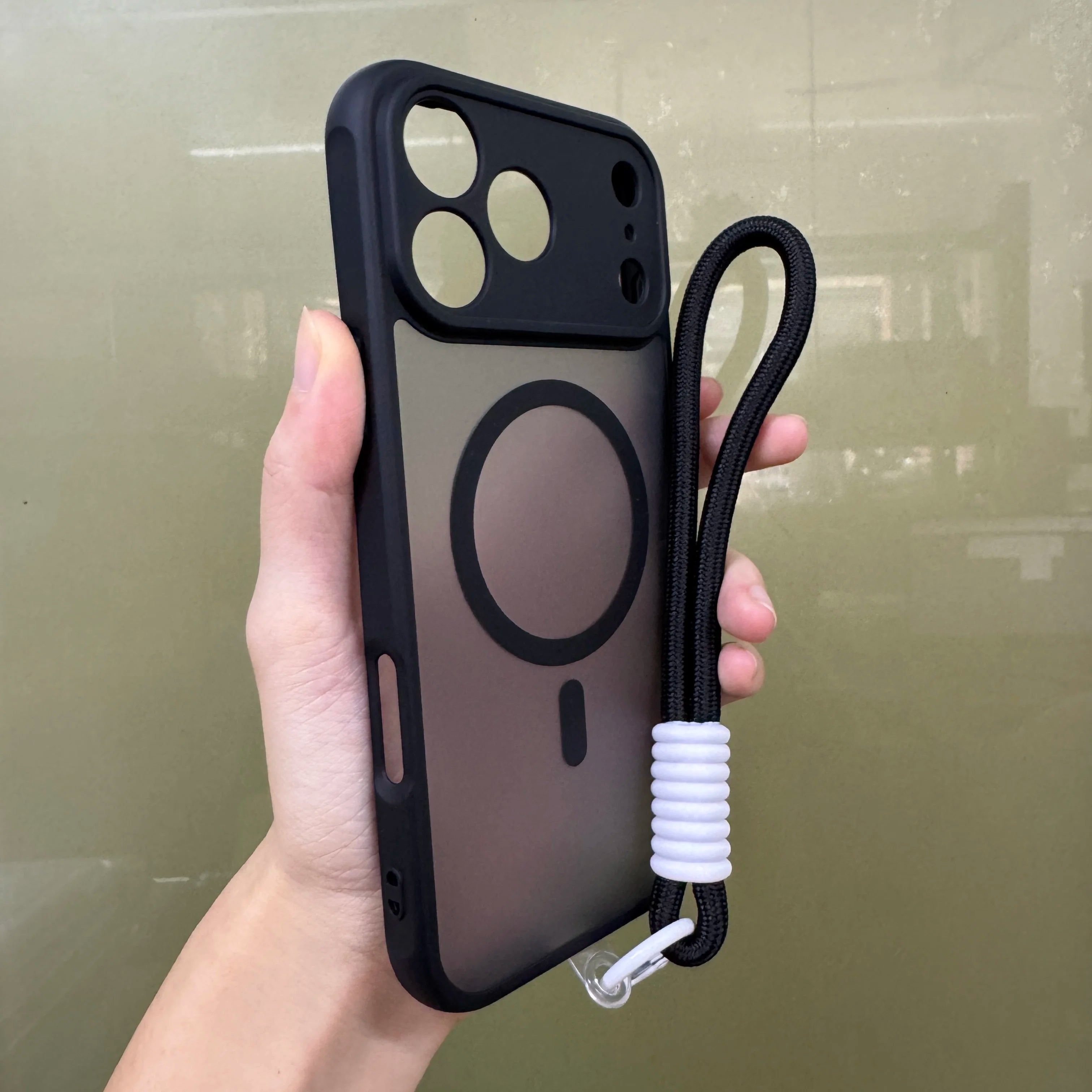 Luxury Matte Clear MagSafe Case for iPhone Air/17/17 Pro/17 Pro Max – Strap & Camera Protection