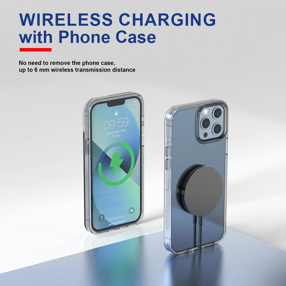 Magnetic Wireless Charger Stand – Fast Charging Pad for iPhone 16–12 Pro Max & AirPods with USB-A/PD Dock Station