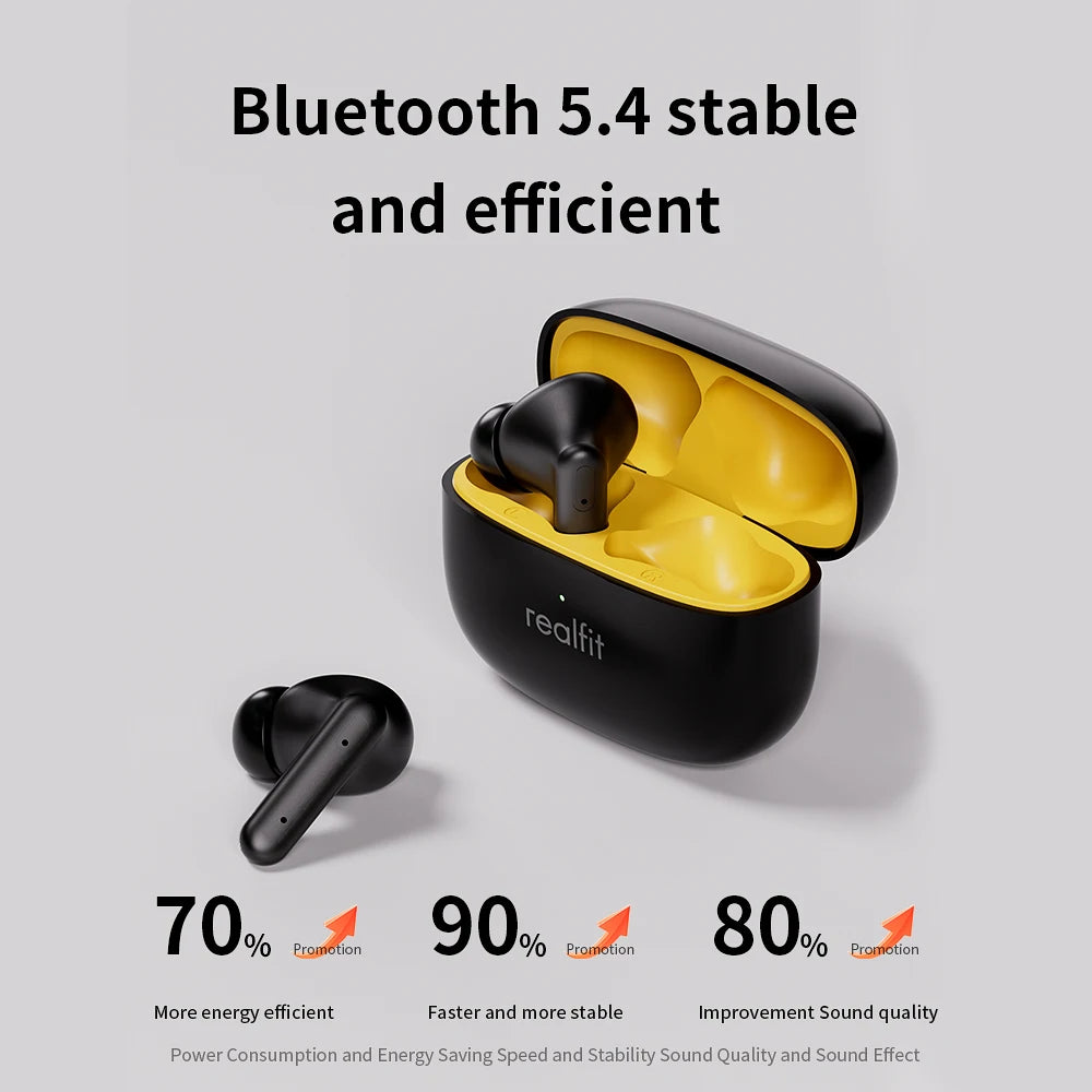 Realfit F3 ANC Bluetooth Earphones – Active Noise Cancellation, ENC Calls, HiFi Stereo, Superb Bass Wireless Earbuds for Sports & Gaming