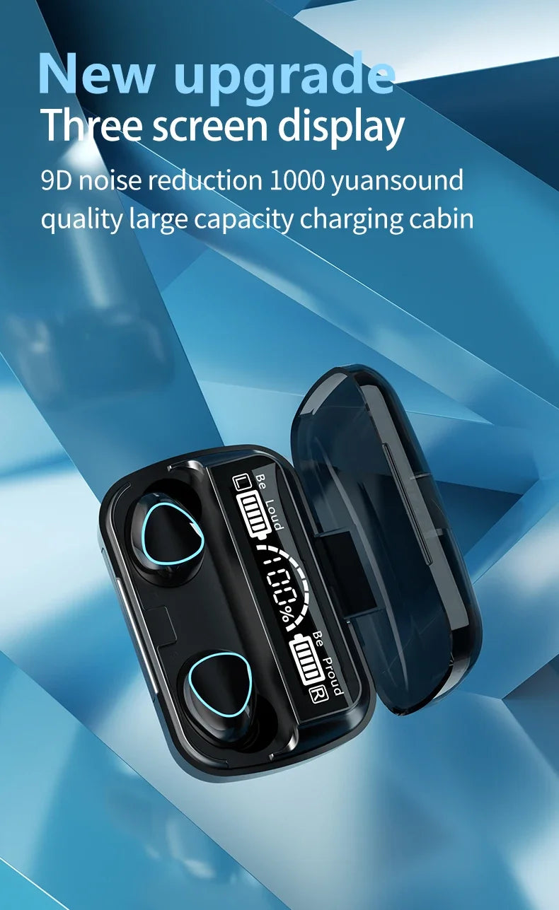 M10 TWS Bluetooth Earbuds – 9D Stereo Wireless Headphones with 3500mAh Charging Case & Mic, Waterproof Sports Design