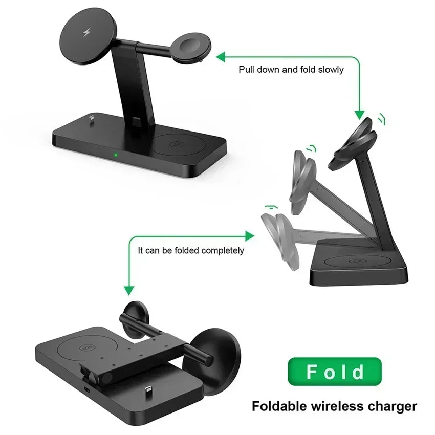 30W 3-in-1 Magnetic Wireless Charger Stand – Fast Charging Dock for iPhone 16–13, Apple Watch 8/7,