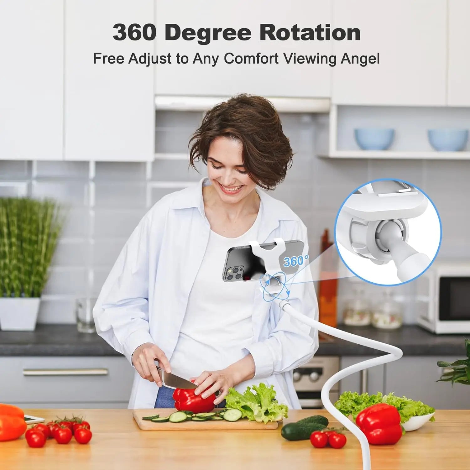 100cm Flexible Long Arm Phone Holder – 360° Clamp Mount for Bed, Desk & Car Headrest (Fits 3.5"–6.7" Phones)