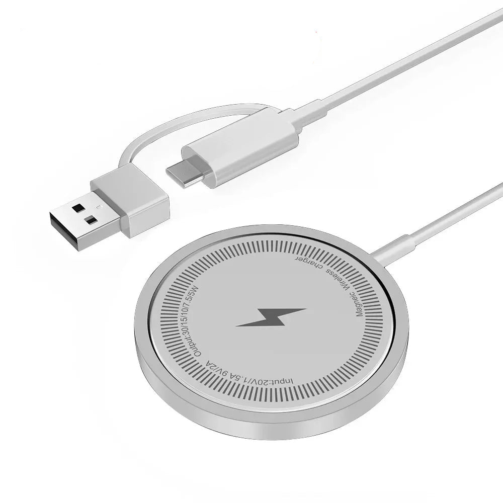 Magnetic Wireless Charger Stand – Fast Charging Pad for iPhone 16–12 Pro Max & AirPods with USB-A/PD Dock Station