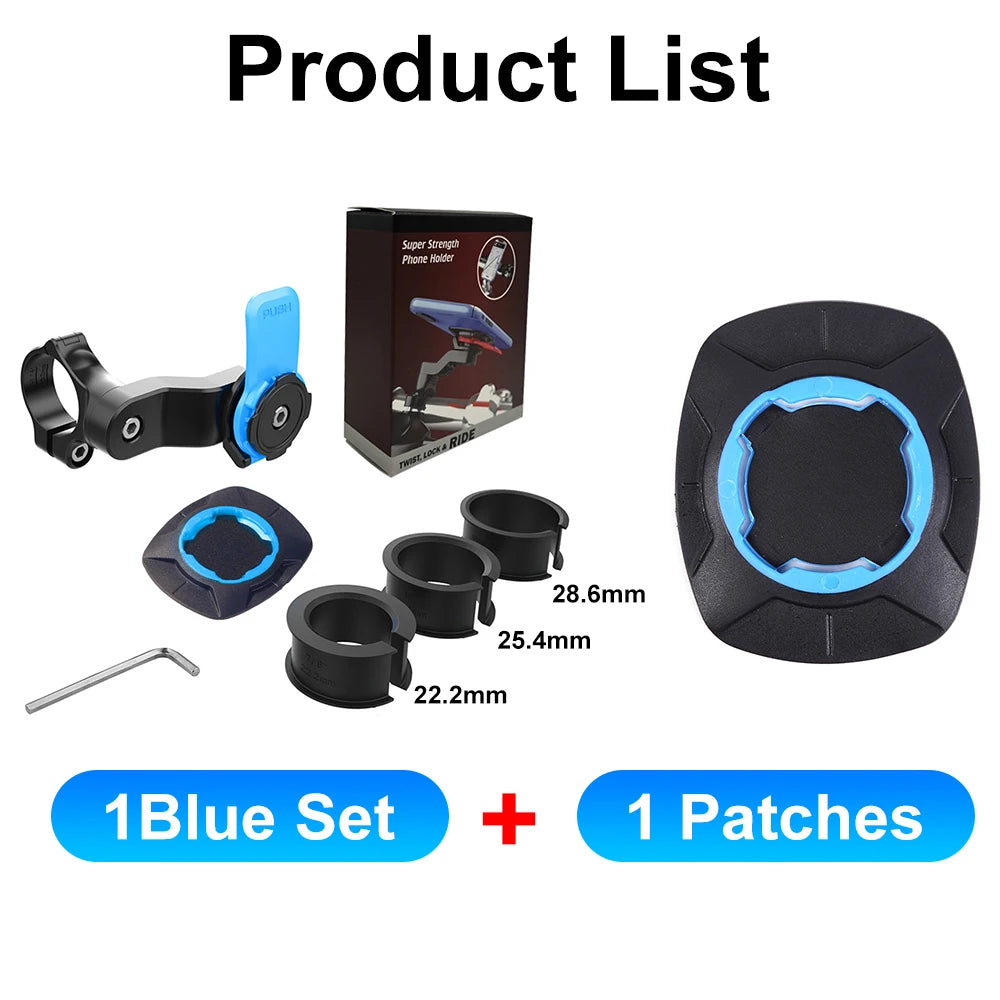 Motorcycle Phone Holder – Quad Lock Style with Shock Absorber & Vibration Damper for MTB & Road Bikes