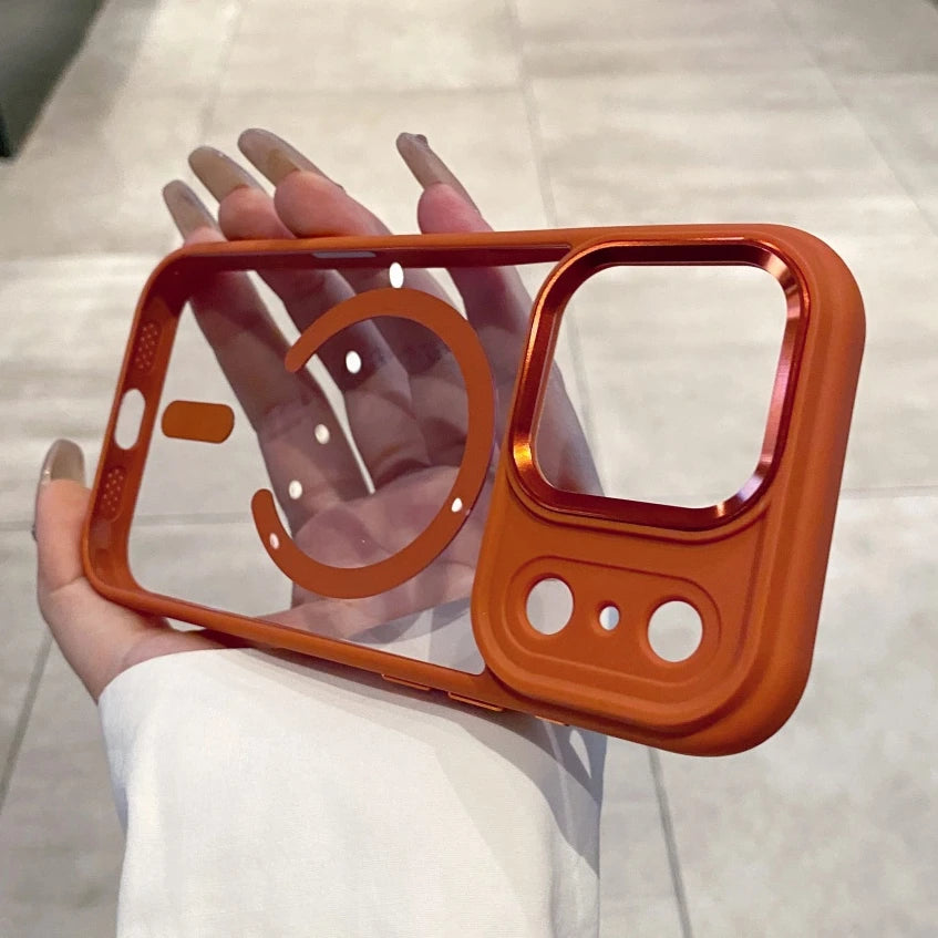 Transparent MagSafe Armor Case for iPhone 17/16/15 Pro Max, Plus & Air – Shockproof Acrylic with Metal Lens Guard
