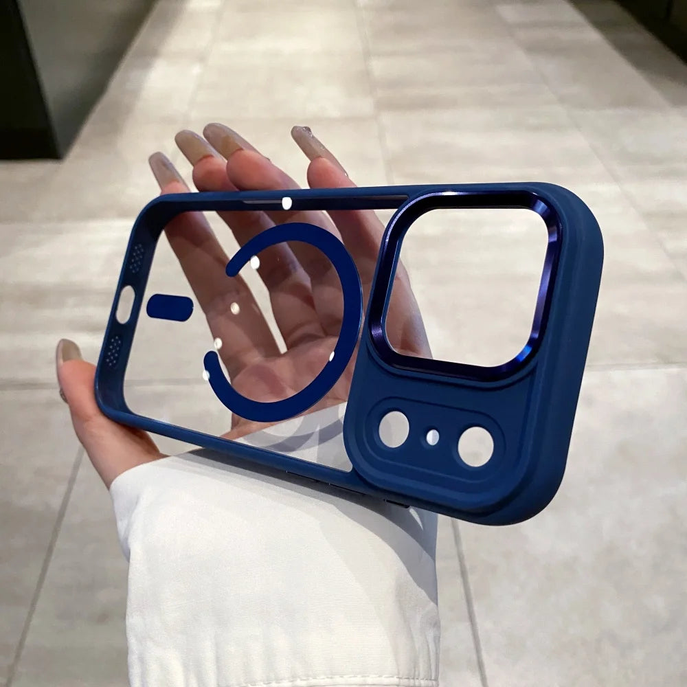 Transparent MagSafe Armor Case for iPhone 17/16/15 Pro Max, Plus & Air – Shockproof Acrylic with Metal Lens Guard