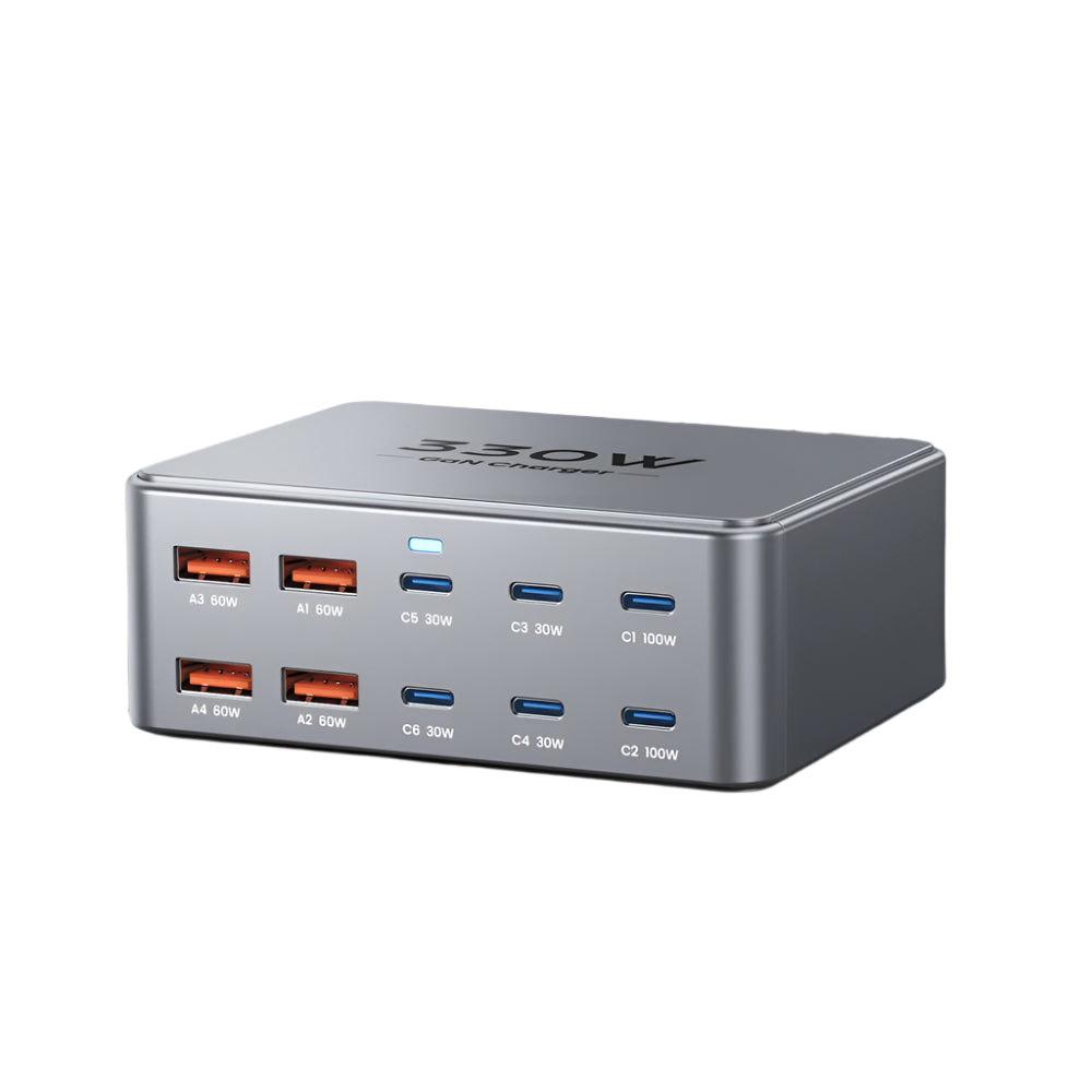 330W GaN USB-C Fast Charging Station – Multiport Charger with PD 3.0, PPS & QC 3.0 for Laptop, iPhone 15/16, Samsung, MacBook Pro & Tablet