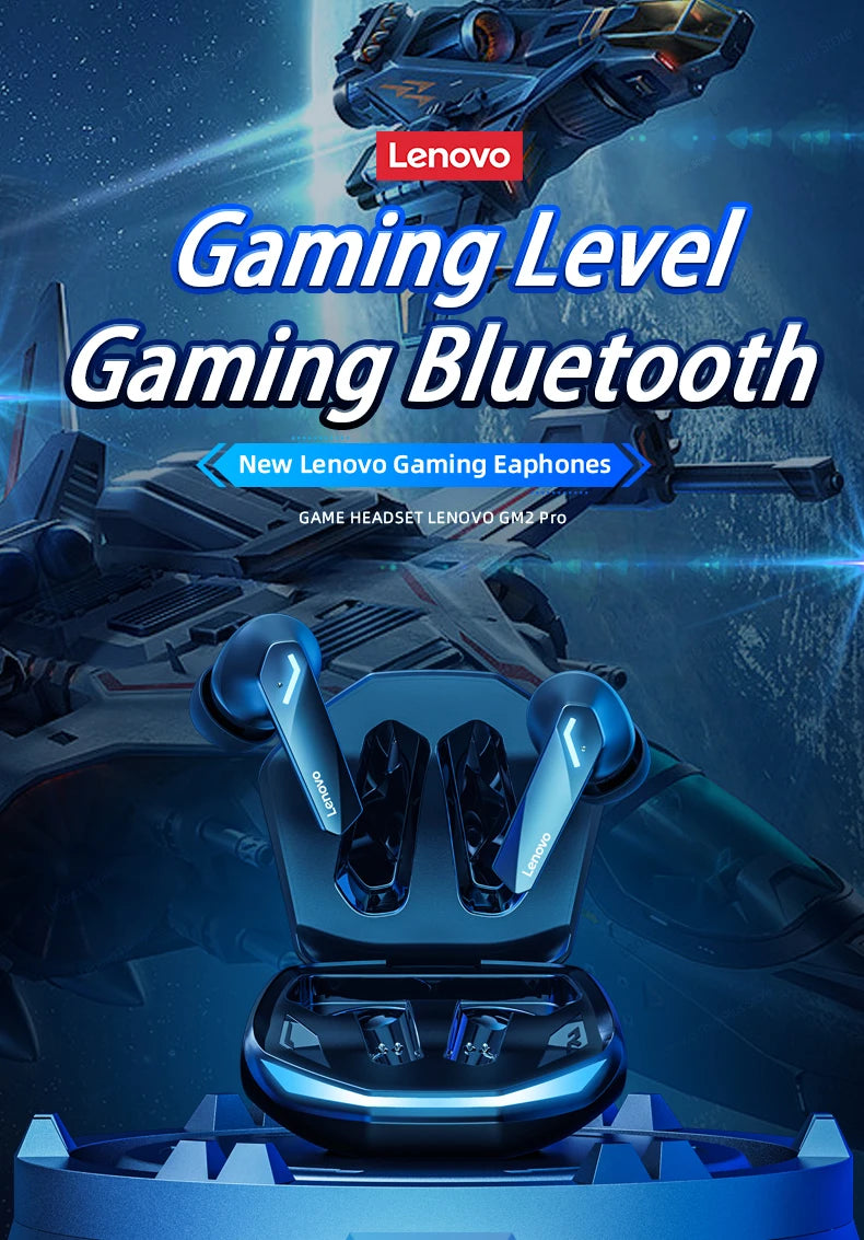 Lenovo GM2 Pro Bluetooth 5.3 Gaming Earphones – Dual Mode Wireless Headset with Mic, HD Call & Noise Reduction for iPhone 2024