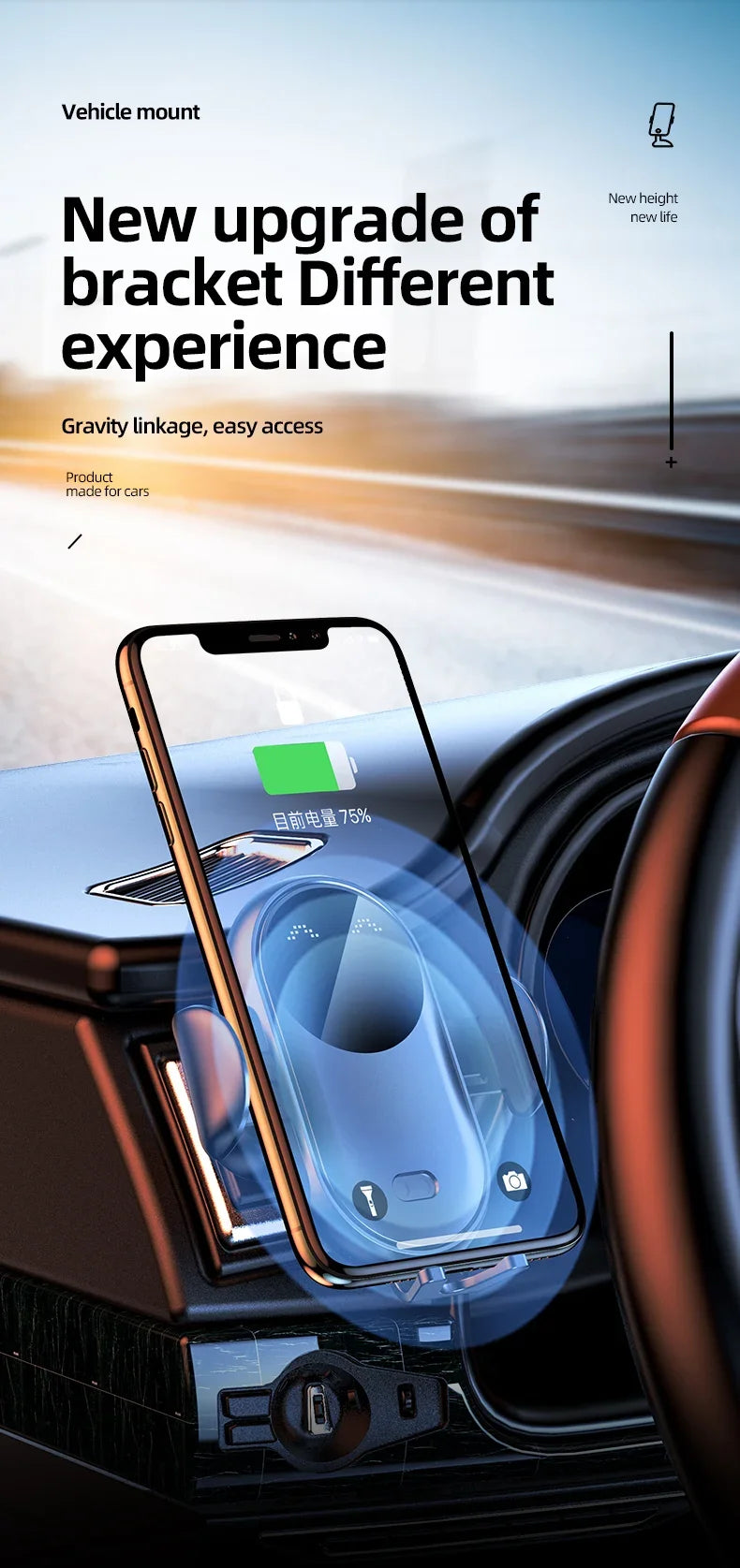 30W Infrared Induction Car Wireless Charger – Auto-Clamping Stand for iPhone 11–14 Pro Max & Samsung Galaxy S20/S21 Plus