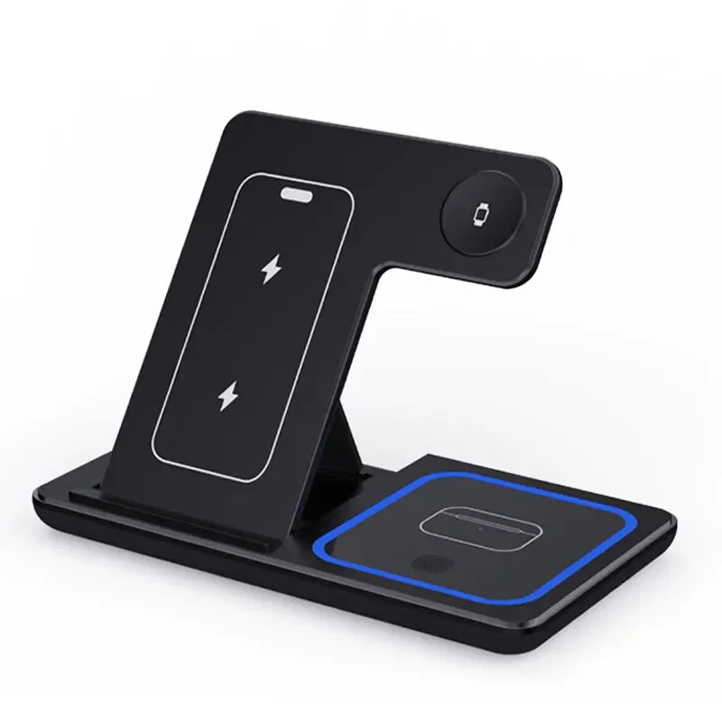 3-in-1 Foldable Wireless Charging Station – Fast Desktop Charger for iPhone 16–12, Apple Watch 10–6, and AirPods 3/2