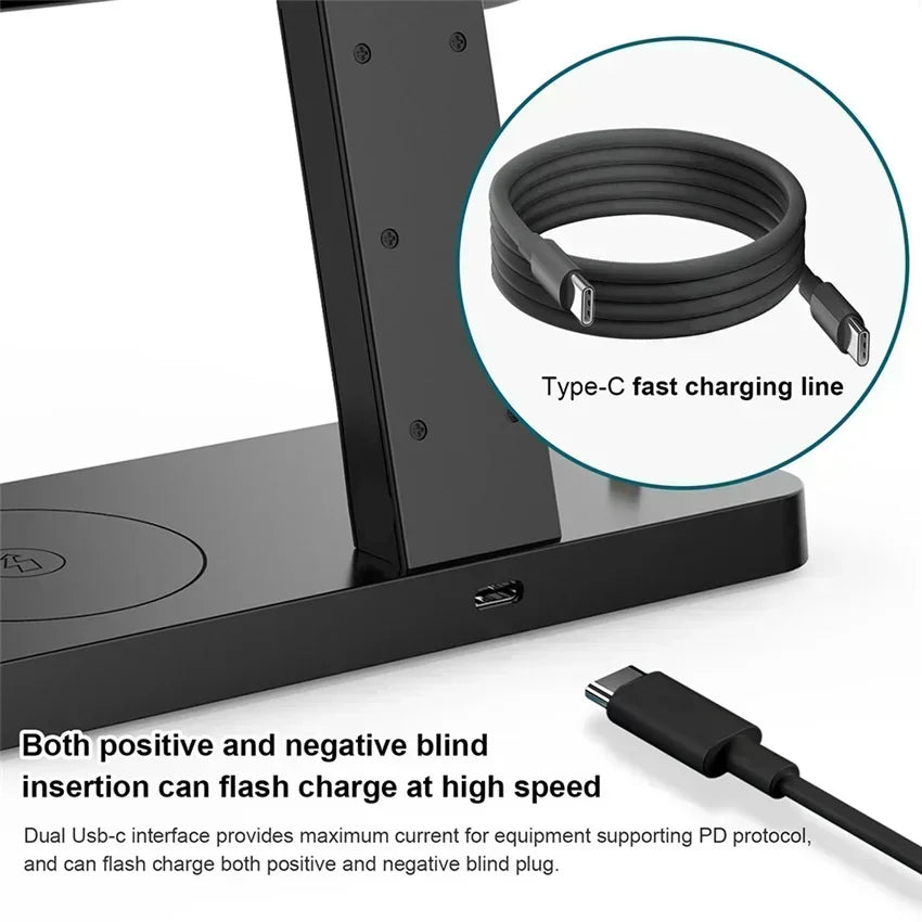 30W 3-in-1 Magnetic Wireless Charger Stand – Fast Charging Dock for iPhone 16–13, Apple Watch 8/7,
