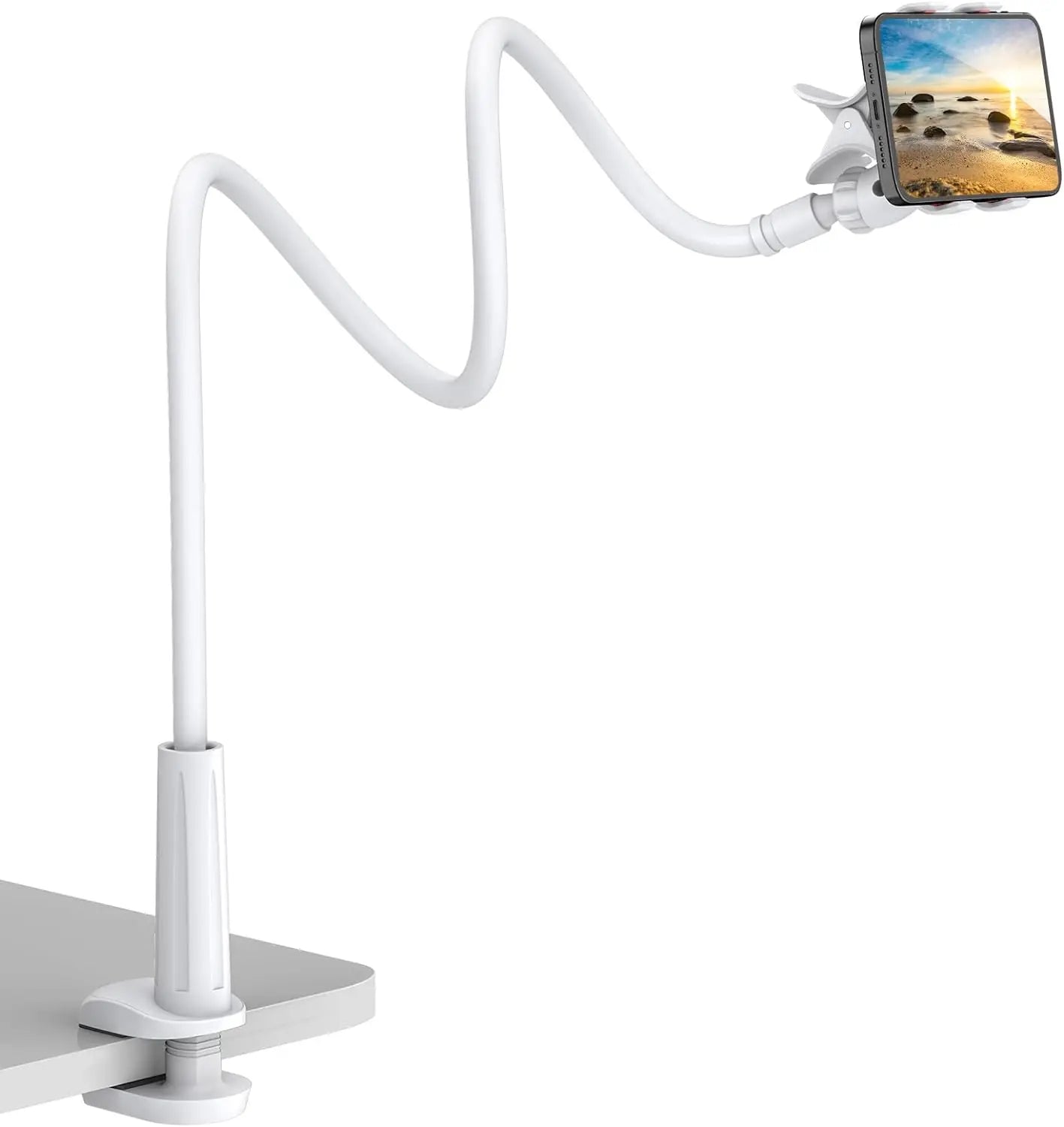 100cm Flexible Long Arm Phone Holder – 360° Clamp Mount for Bed, Desk & Car Headrest (Fits 3.5"–6.7" Phones)